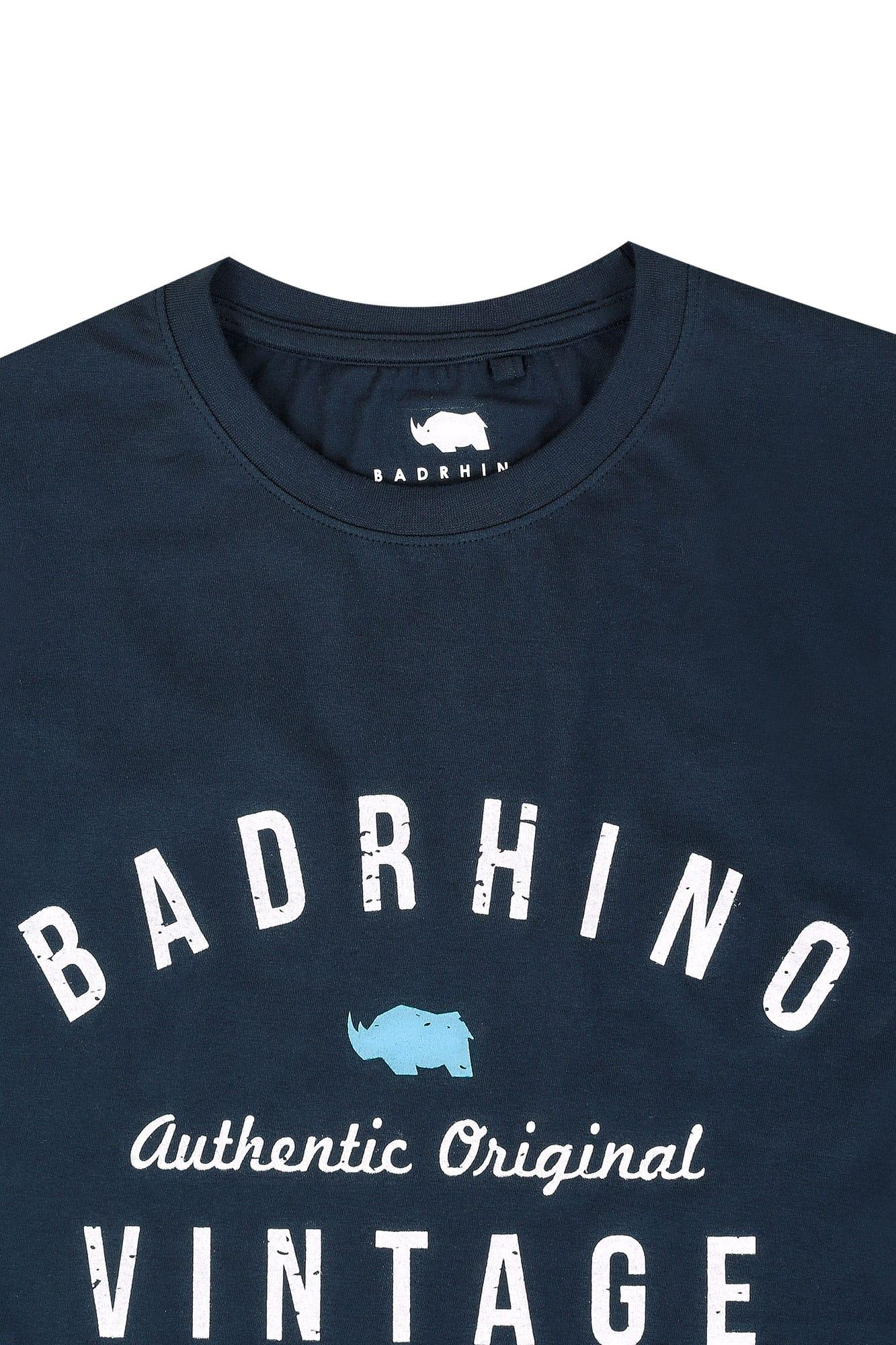 Rhino Clothing Logo - BadRhino Navy Crew Neck Logo T Shirt Extra Large Sizes L To 8XL