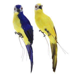 Yellow Blue Bird Logo - 2x Artificial Feather Yellow Blue Parrot Ornament Animal Birds ...