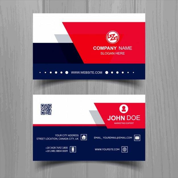 Red Brand Name Logo - White business card with blue and red shapes Vector