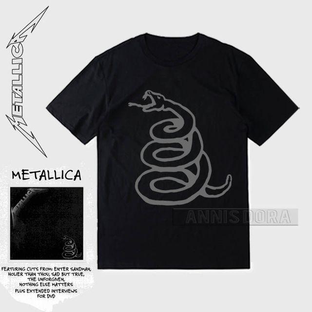 Snake Head Logo - METALLICA Rock Band Black Album Snake head Logo Short Sleeve T Shirt ...
