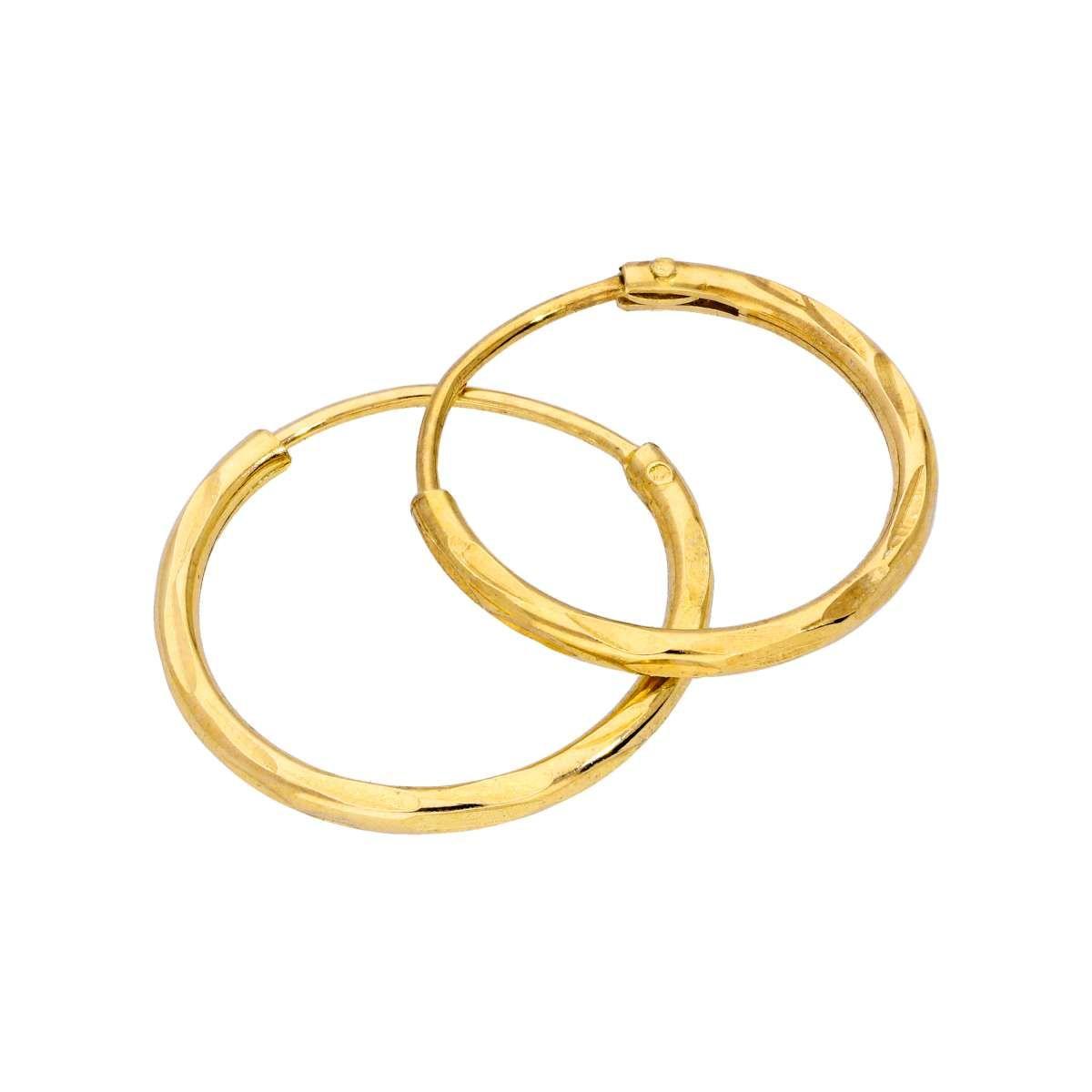 Yellow and Silver Diamond Logo - Gold Dipped Diamond Cut 14mm Sleeper Hoops | JewelleryBox.co.uk