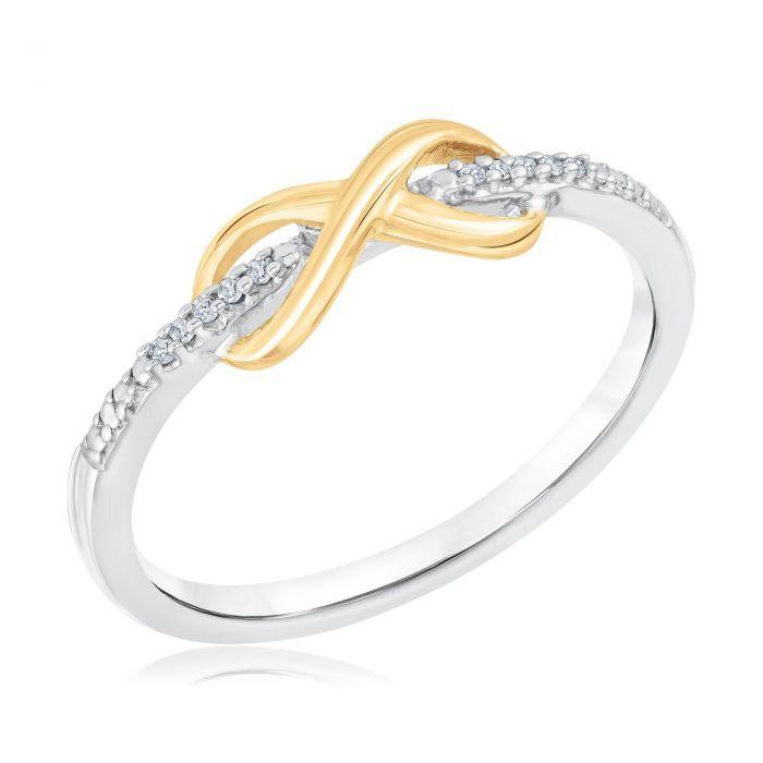 Yellow and Silver Diamond Logo - Sterling Silver Diamond and Yellow Gold Infinity Ring