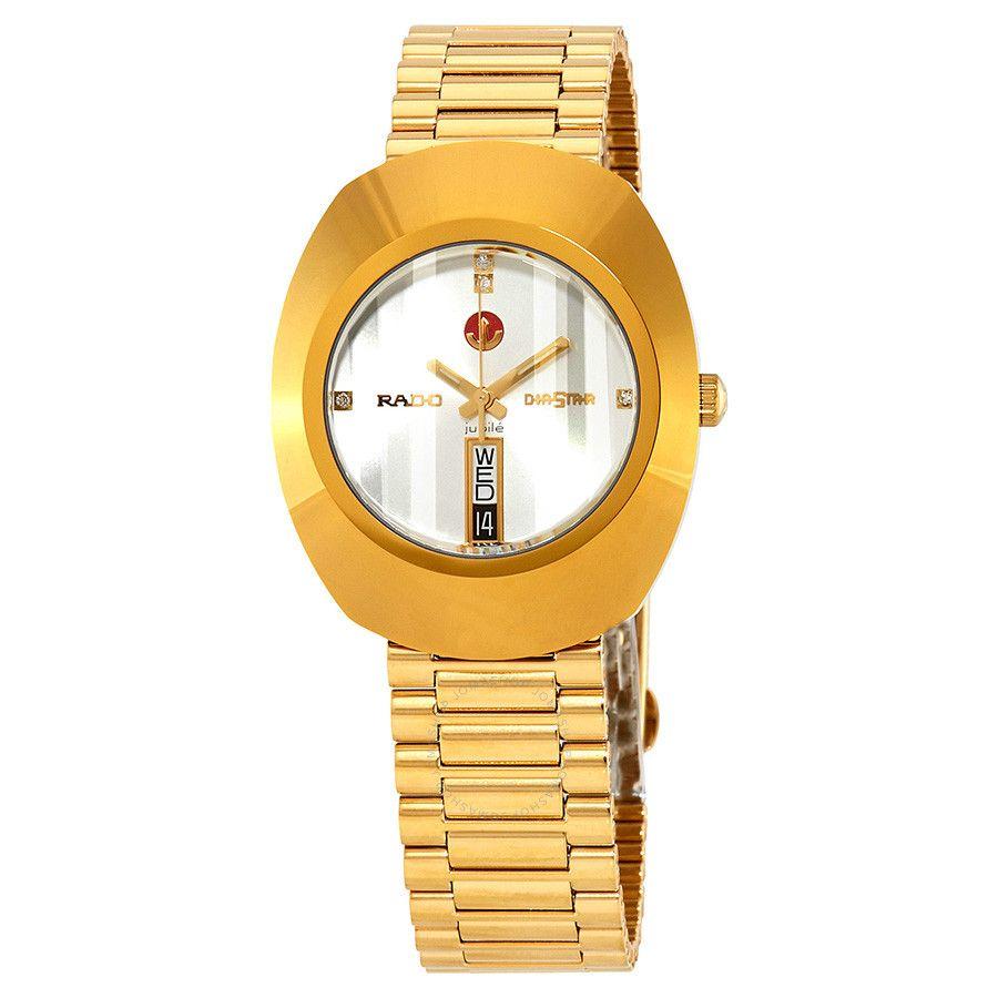 Yellow and Silver Diamond Logo - Rado Original Silver Diamond Dial Men's Yellow Gold-Tone L Watch ...