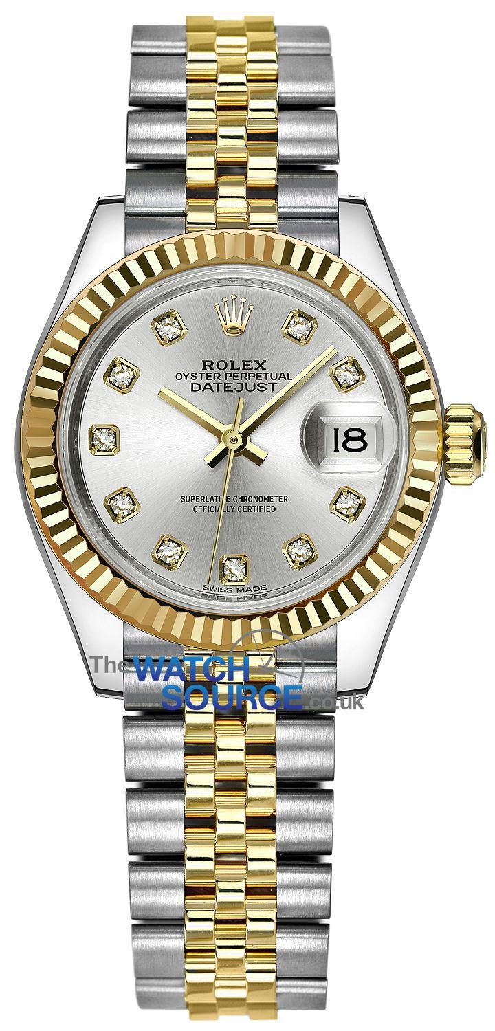 Yellow and Silver Diamond Logo - Buy this new Rolex Lady Datejust 28mm Stainless Steel and Yellow