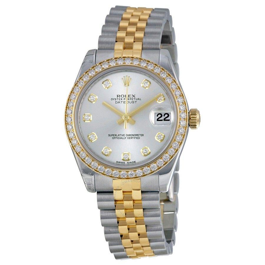 Yellow and Silver Diamond Logo - Rolex Datejust Lady 31 Silver Diamond Dial Steel and 18K Yellow Gold ...