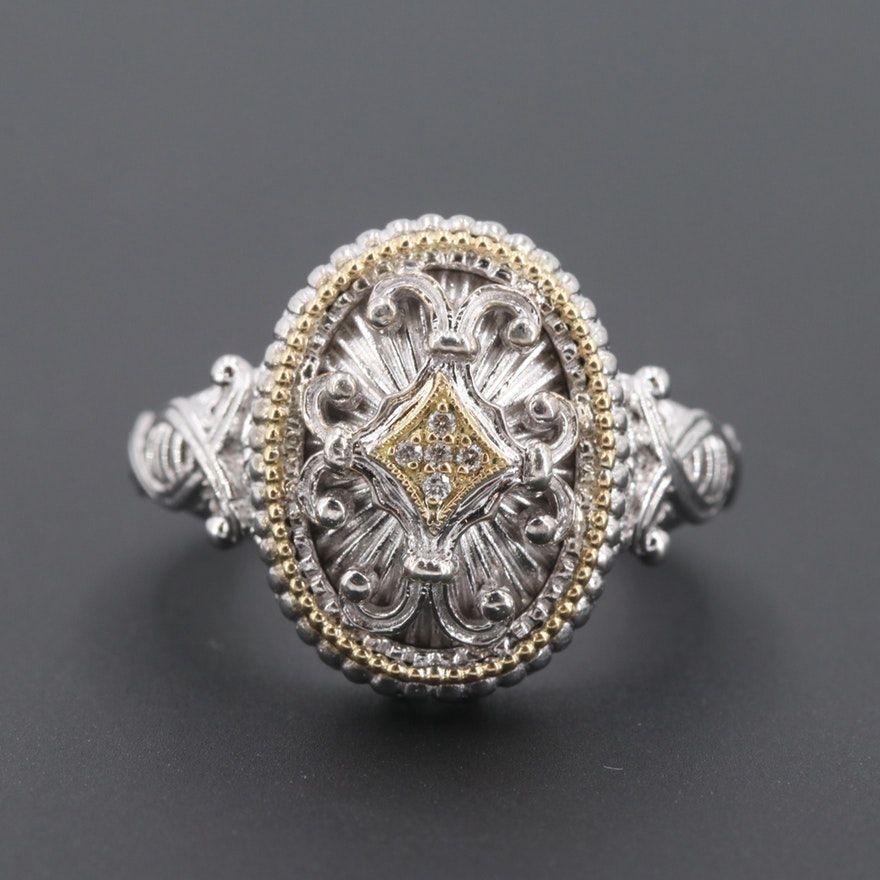 Yellow and Silver Diamond Logo - Gabriel & Co. Sterling Silver Diamond Ring with 18K Yellow Gold