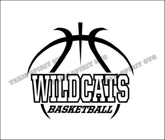 Black and White Wildcat Basketball Logo - Wildcats Basketball Outline Download Files SVG DXF EPS