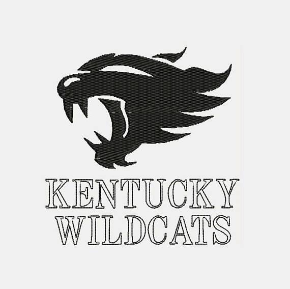 Black and White Wildcat Basketball Logo - Kentucky WildCats Basketball Logo With Tag Filled Stitches Design