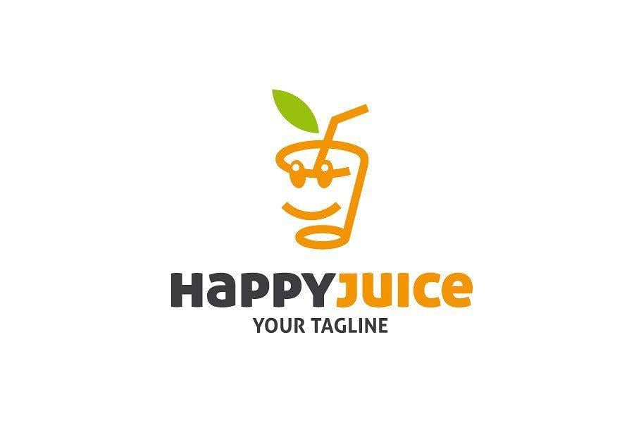 Orange Juice Logo - Happy Orange Juice Logo Logo Templates Creative Market