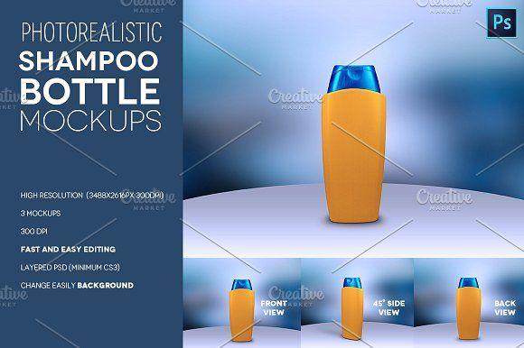 Shampoo with Back Logo - Shampoo Bottle Mock Up Product Mockups Creative Market