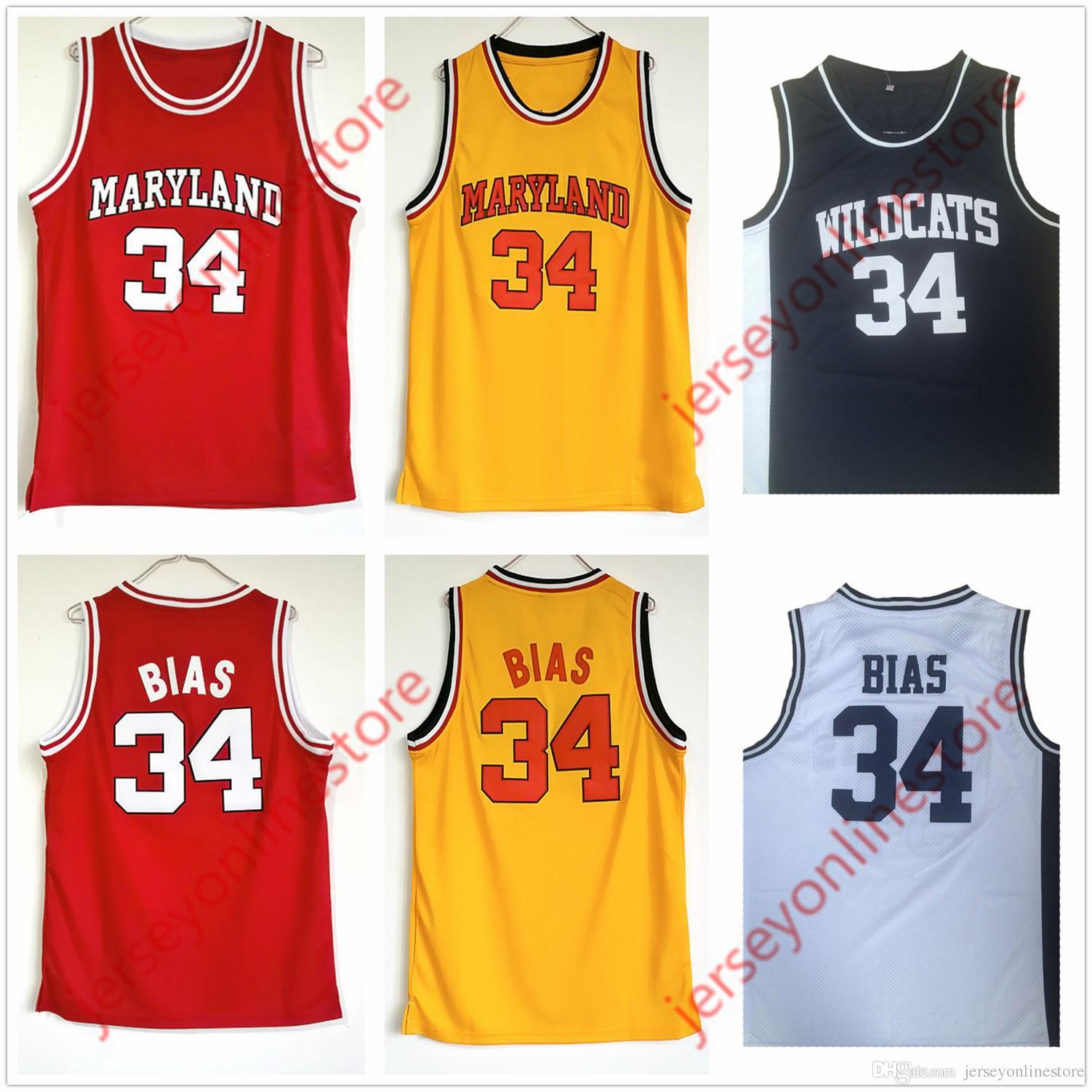 Black and White Wildcat Basketball Logo - 2019 Mens Maryland Terps 34# Len Bias College Basketball Jersey Red ...