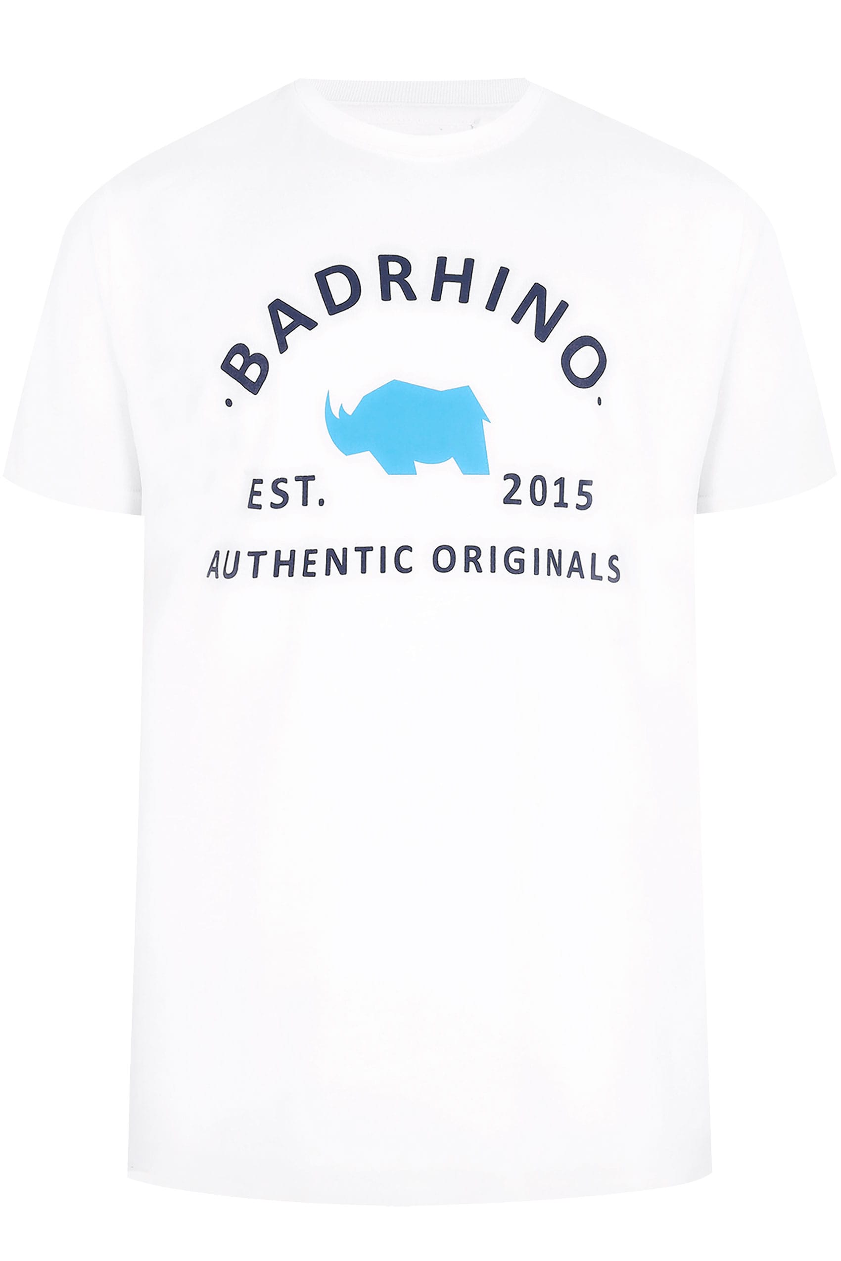 Rhino Clothing Logo - BadRhino White Crew Neck Logo T Shirt Extra Large Sizes L To 8XL