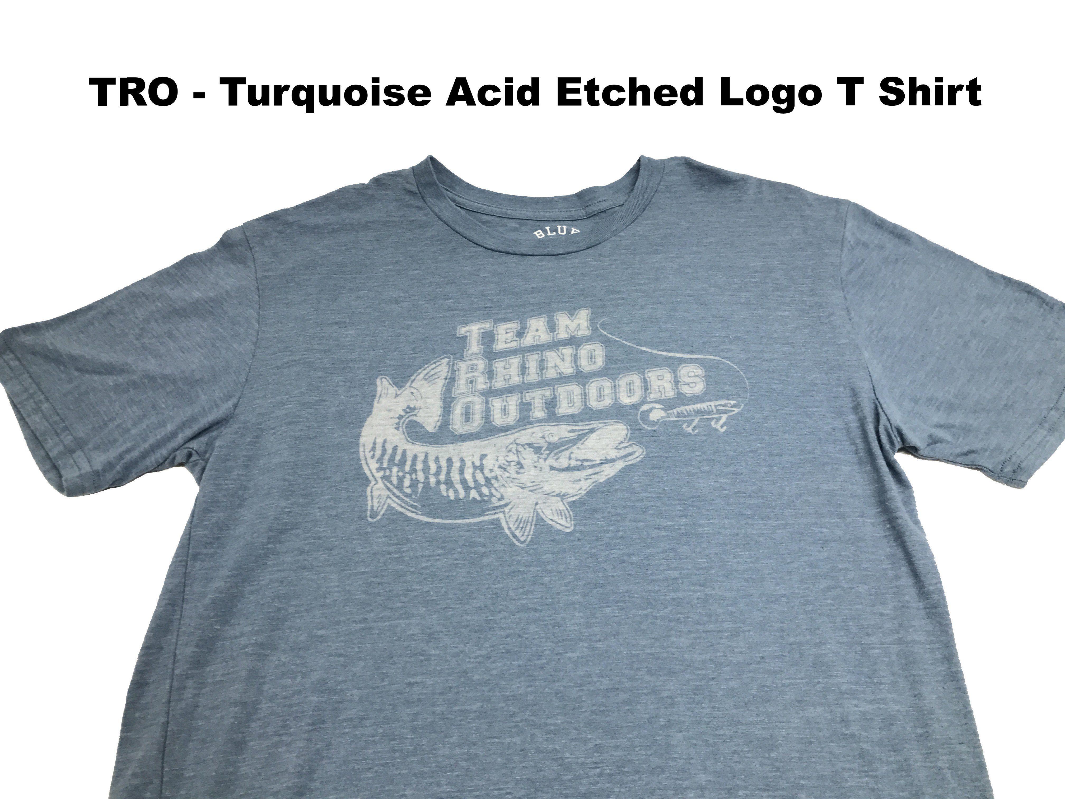 Rhino Clothing Logo - Team Rhino Outdoors Turquoise Acid Wash Classic Logo T