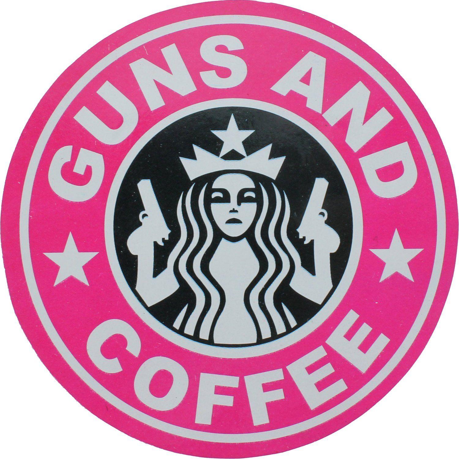 Pink Starbucks Logo - Pink Starbucks Guns & Coffee Logo Sticker 3.5 x
