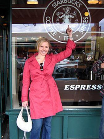 Pink Starbucks Logo - The first Starbucks logo, nipples and all! - Picture of Seattle ...