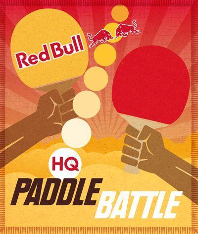 Red Ping Logo - Red Bull Logo design Ping Pong Paddle Battle. Flying Fish Studio