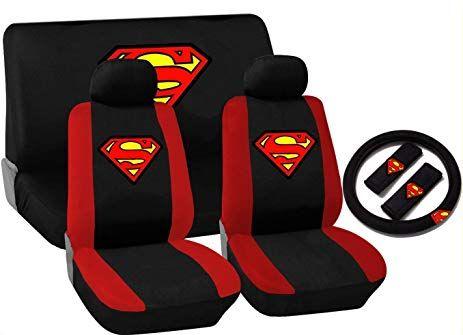 Black and Red Superman Logo - Amazon.com: 11 Piece Black and Red Superman Logo Seat Cover Set for ...