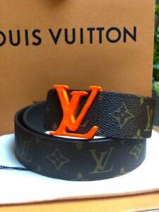 Orange Louis Vuitton Logo - Louis Vuitton X Virgil Abloh 40mm/90 Belt Orange LV Logo MP216U Size ...
