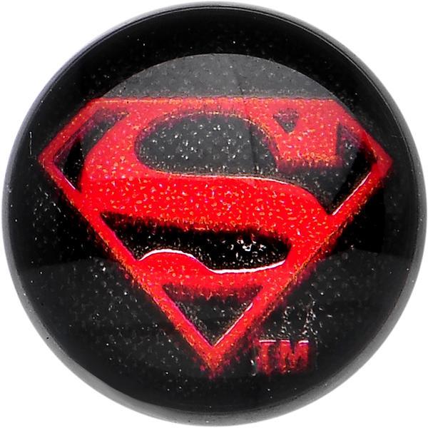 Black and Red Superman Logo - Black Titanium Licensed Superman Logo Barbell Tongue Ring