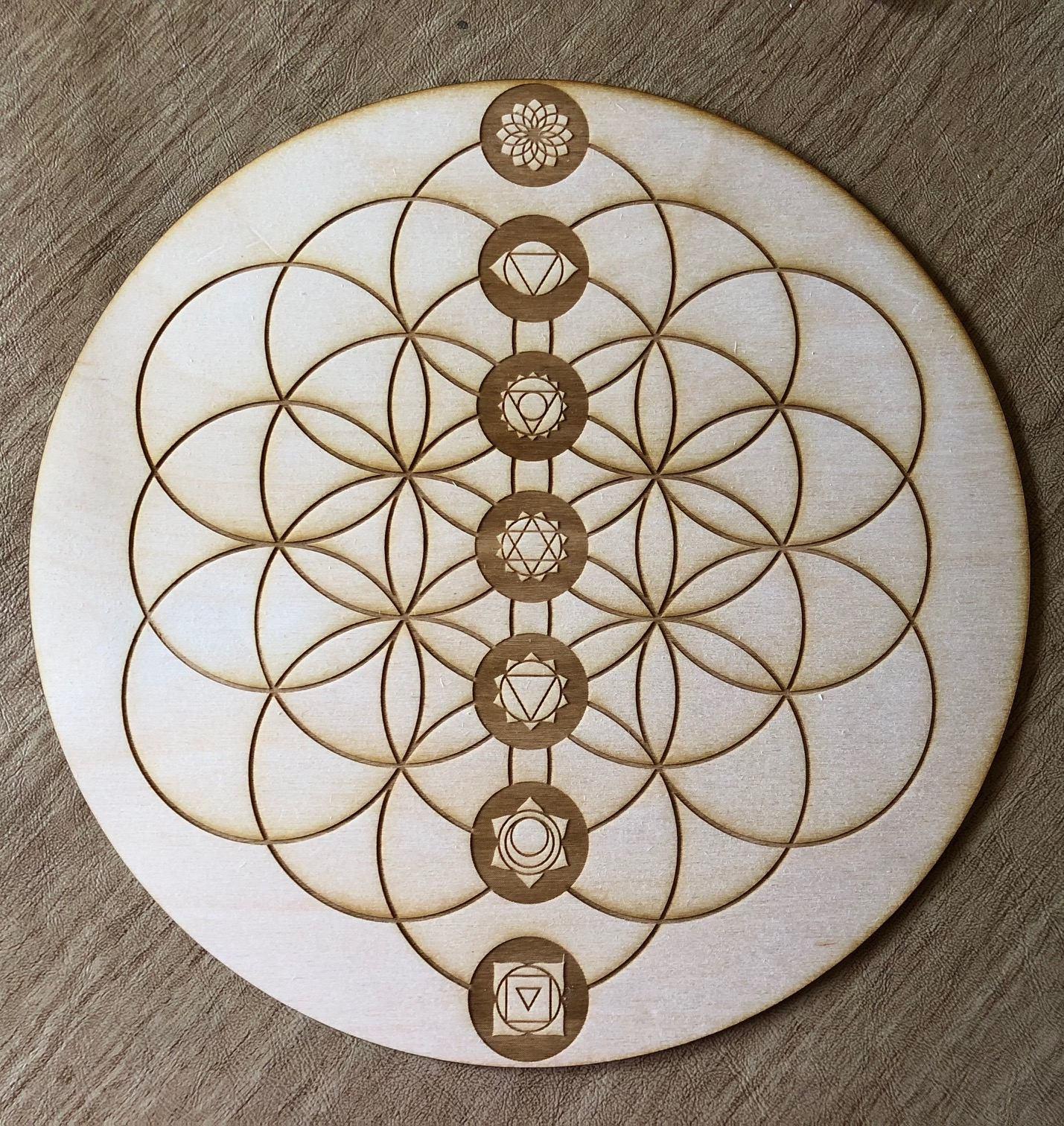 Flower of Life Logo - Flower of Life Chakras Crystal Grid - or 12 Inches