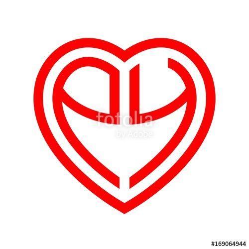 Py Logo - initial letters logo py red monogram heart love shape