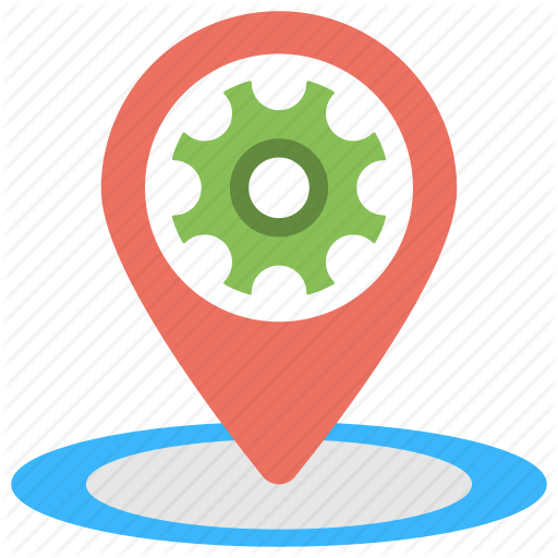 Settings App Logo - Android gps settings, gear inside map pin, location services