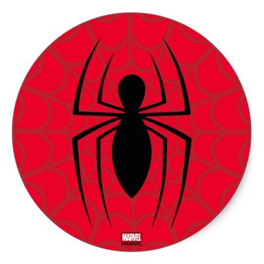 All Spider -Man Logo - Spider-Man Skinny Spider Logo Classic Round Sticker | Zazzle.com