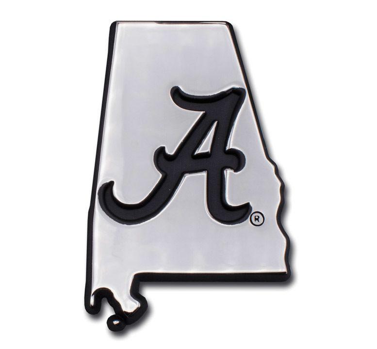 And State Black Alabama White Logo - Alabama Black State Shape Chrome Emblem | Elektroplate