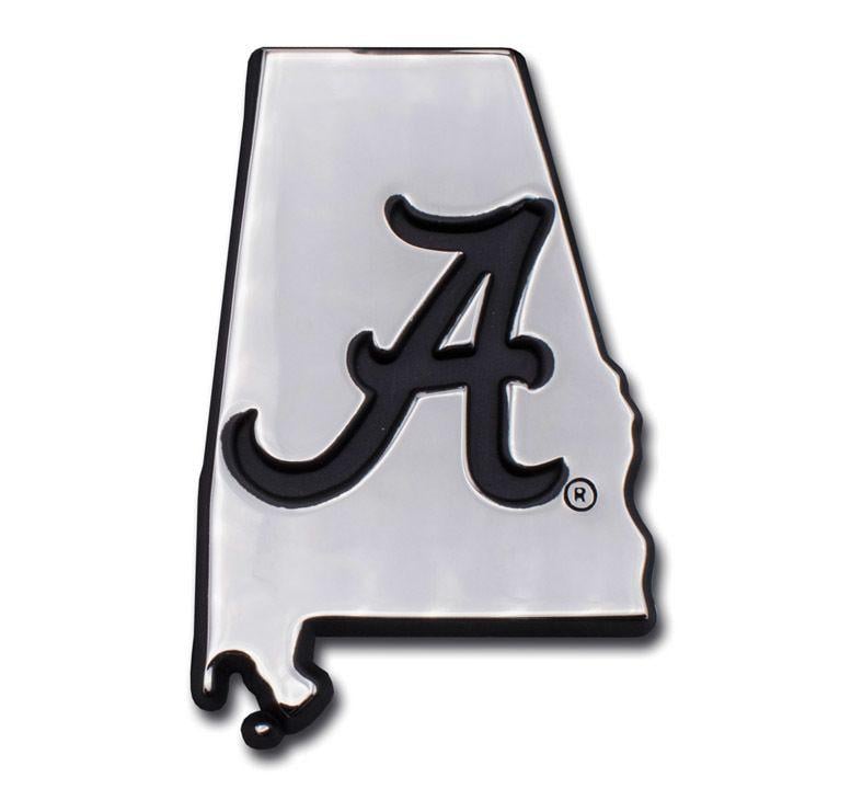 And State Black Alabama White Logo - Alabama Black State Shape Chrome Emblem