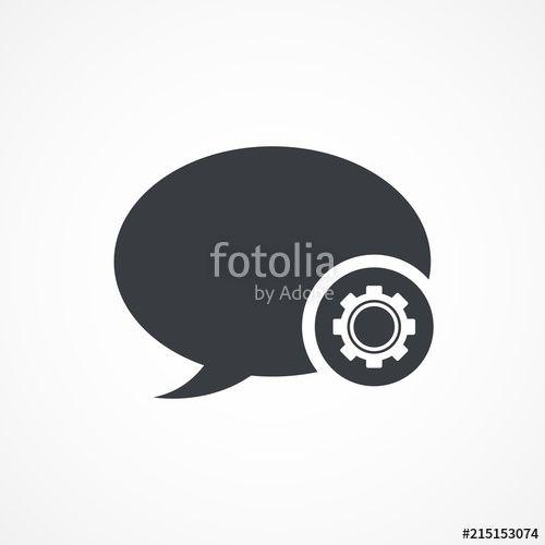 Settings App Logo - Speech bubble settings icon in flat style isolated on gray ...