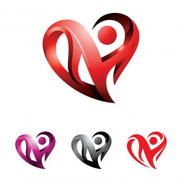 Love Logo - Heart abstract 3D love logo illustration Vector