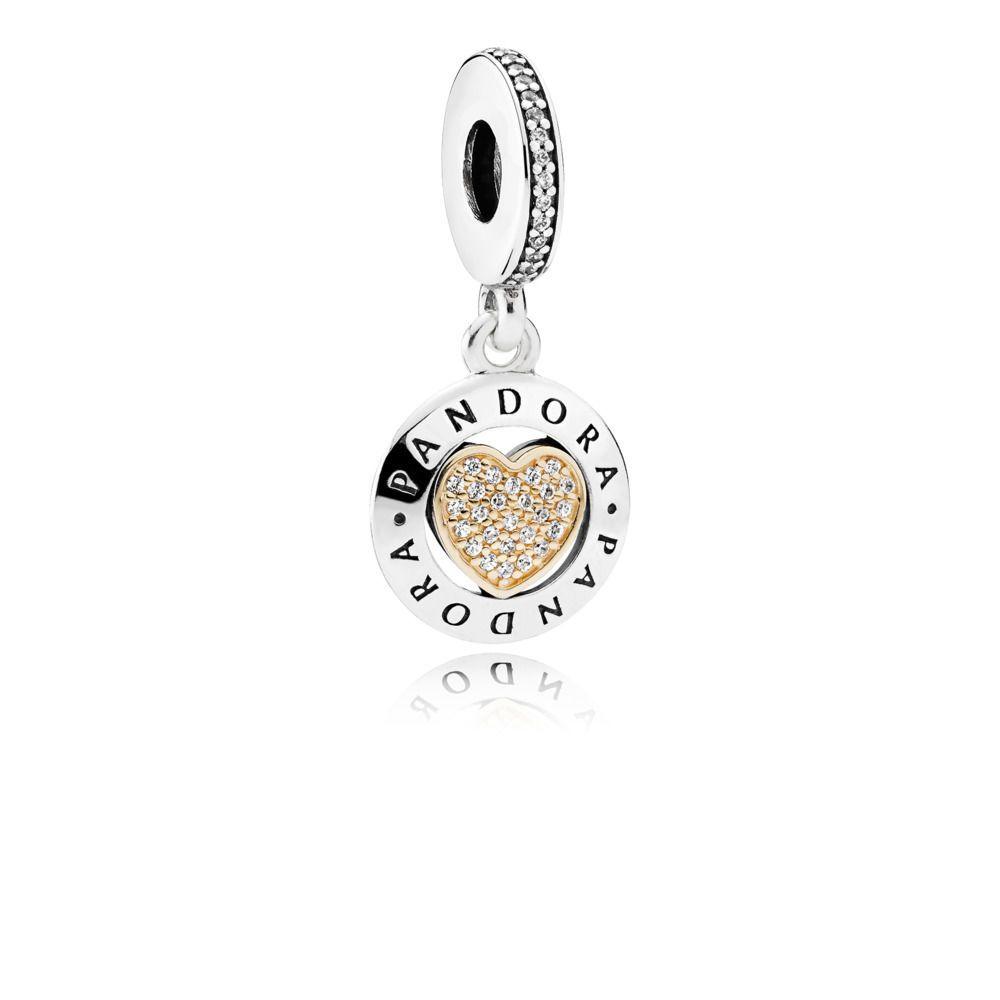 Pandora Jewelry Logo - PANDORA Signature Heart Dangle Charm, Clear CZ