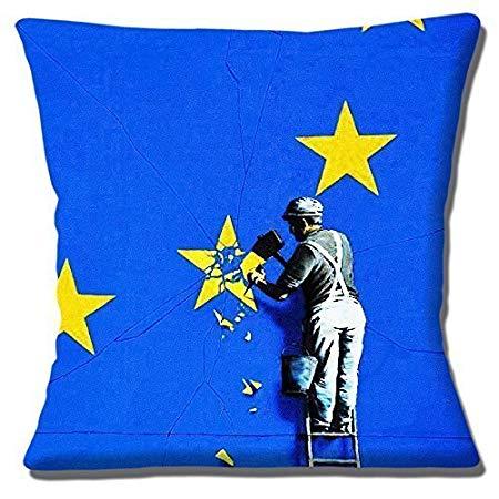 European Union Logo - Banksy Art Cushion Cover Brexit Removal of Star From European Union ...