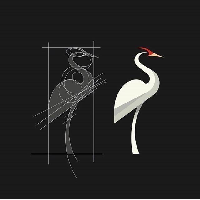 Crane Red Logo - Red crowned crane symbol