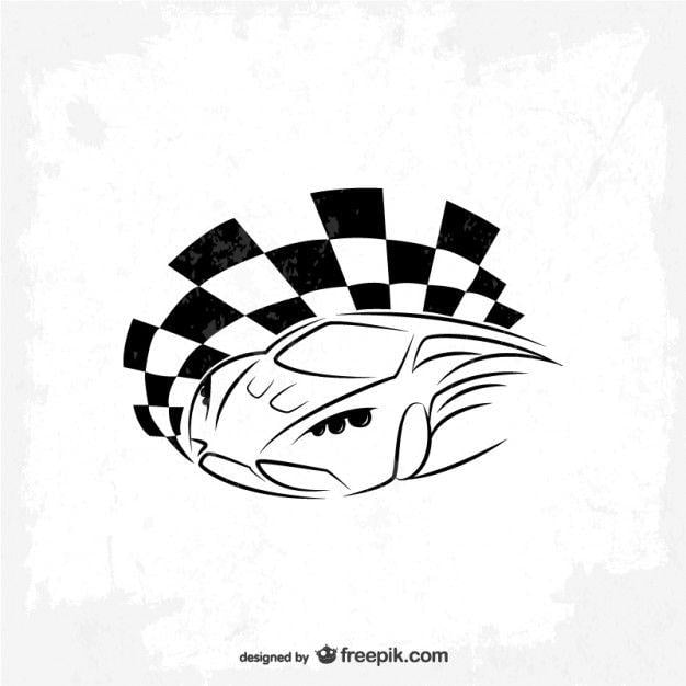Auto Racing Logo - Sports car and race flag logo Vector | Free Download