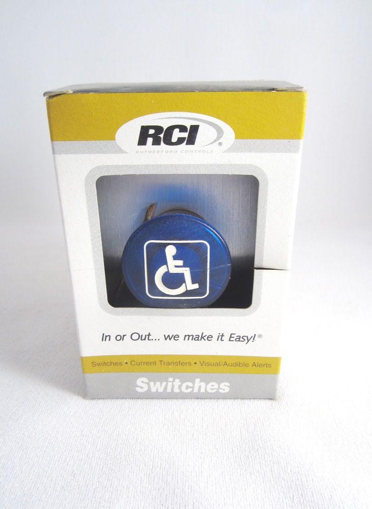 Grey and Blue Handicap Logo - RCI Rutherford Controls Blue Handicap Mushroom Button Control 916BH