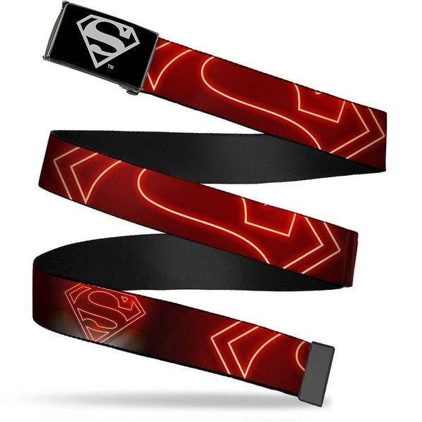 Black and Red Superman Logo - Shop Superman Reverse Brushed Silver Cam Neon Superman Logo Black