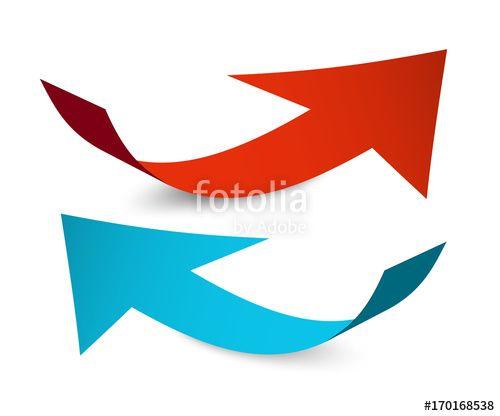 Red White Blue Arrow Logo - Red and Blue Arrows. Vector Paper Arrow Set Isolated on White