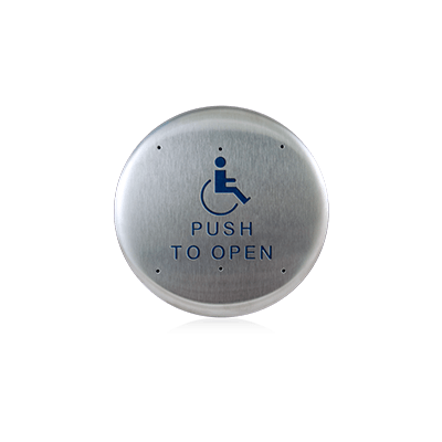 Grey and Blue Handicap Logo - BEA 10PBR1 Blue Handicap Logo with Push to Open text Push Plate