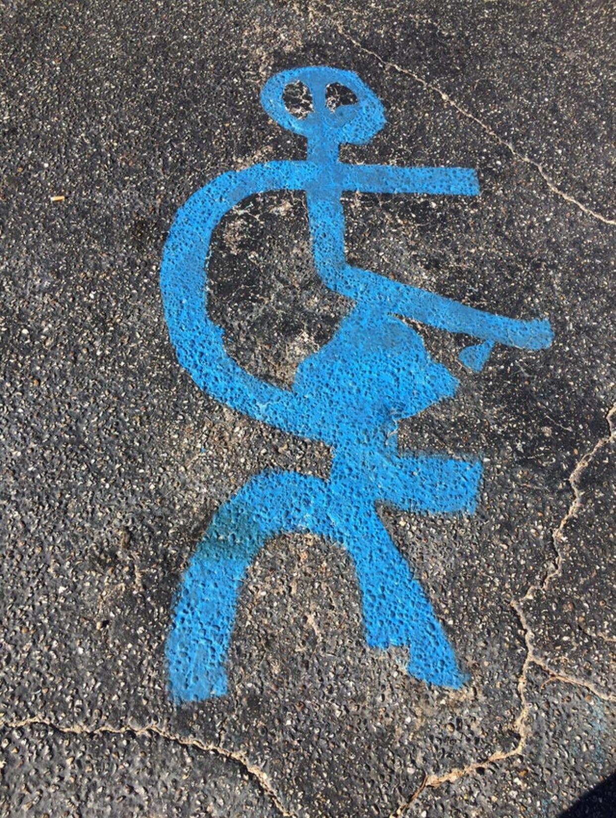 Grey and Blue Handicap Logo - To draw a handicap symbol in this parking space : therewasanattempt