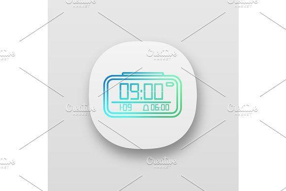 Clock App Logo - Digital alarm clock app icon ~ Icons ~ Creative Market