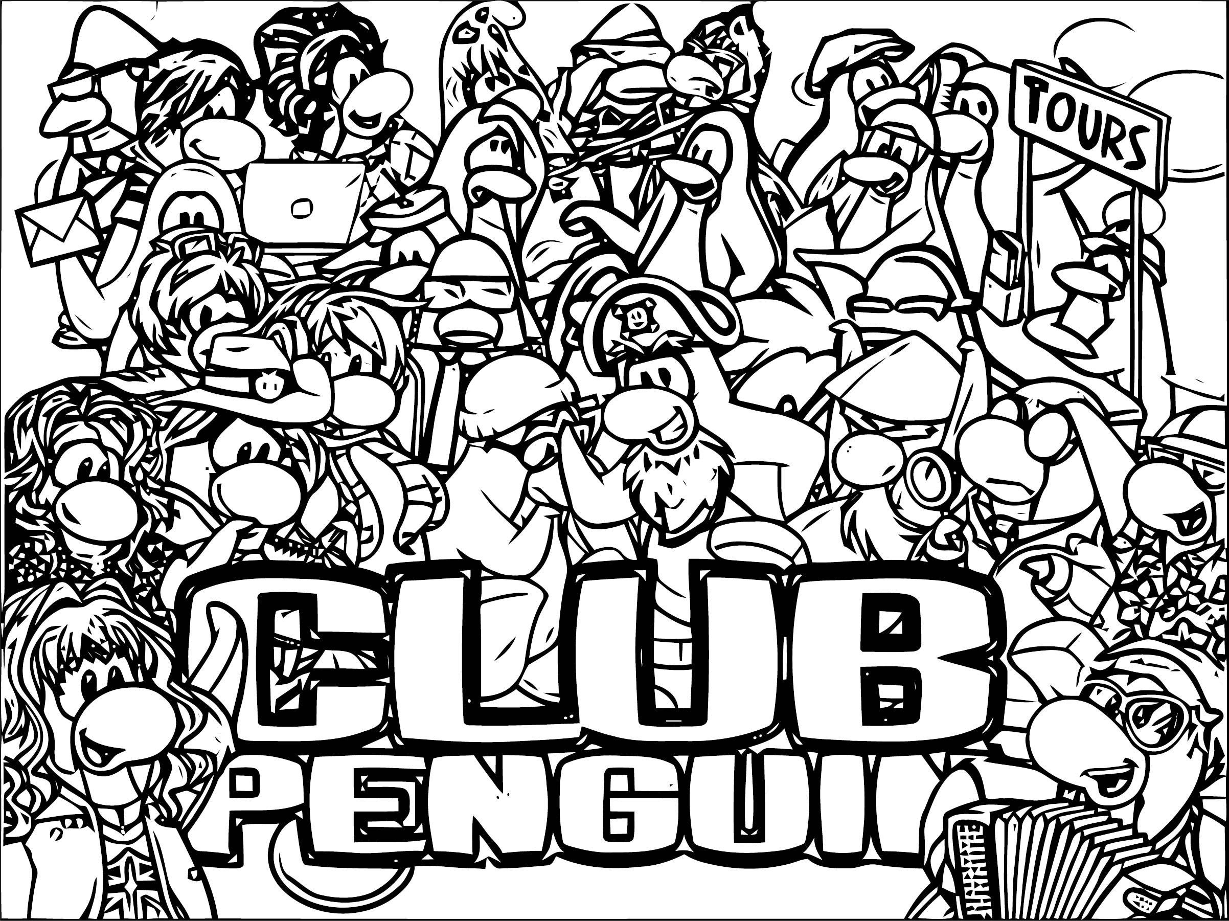 Club Penguin Logo - Club Penguin Logo Crowded Coloring Page | Wecoloringpage.com