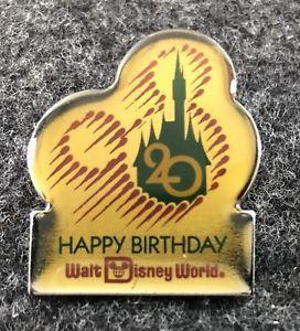 Original Walt Disney World Logo - Happy Birthday 20th Anniversary Walt Disney World Enamel Lapel Pin