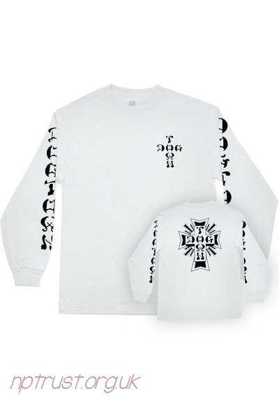 White Cross Fashion Logo - Mens Dogtown Cross Logo Longsleeve White Fashion Style