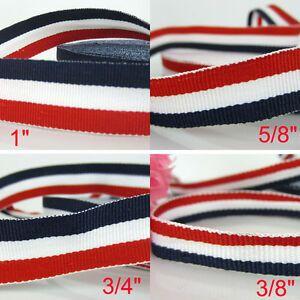Red White and Blue Stripe Logo - 10 35 Yards Patriotic Red White Navy Blue Stripe Grosgrain Ribbon