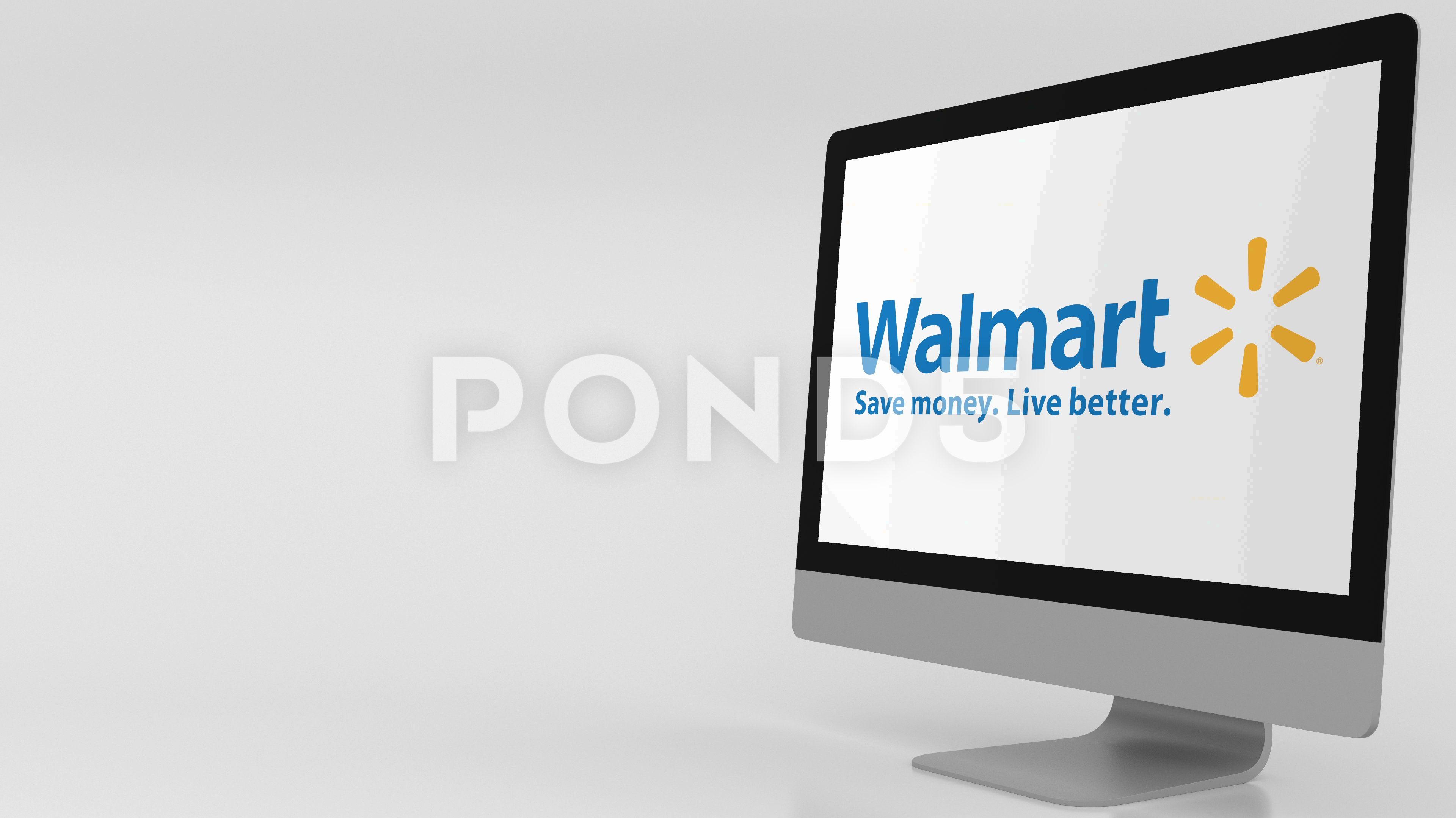 Walmart Computer Logo - Modern computer screen with Walmart logo. 4K editorial clip ...