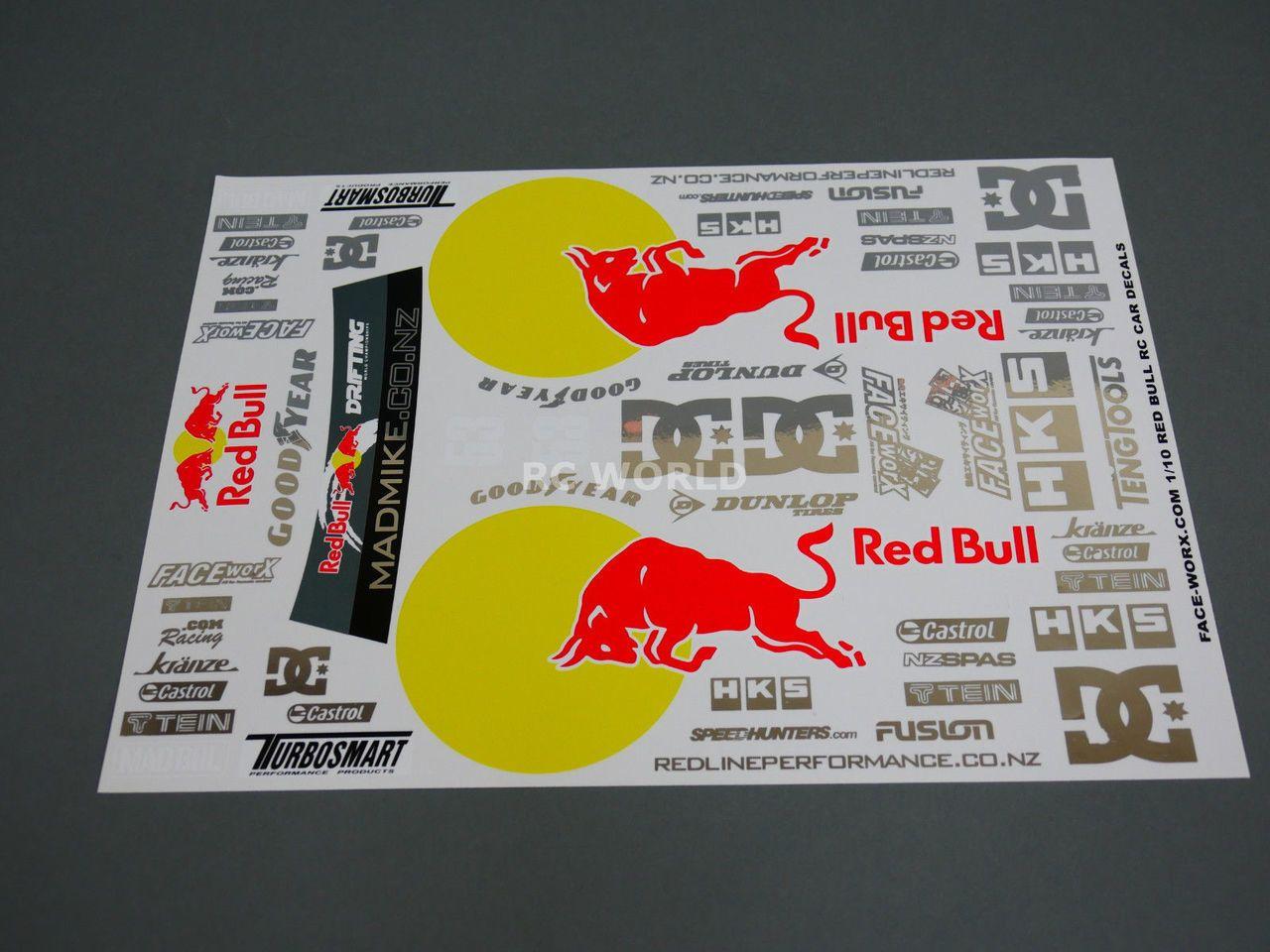 Toy Boat Red Bull Logo - RC Car Truck RACING Drift DECALS STICKERS Metallic RED BULL Logos ...