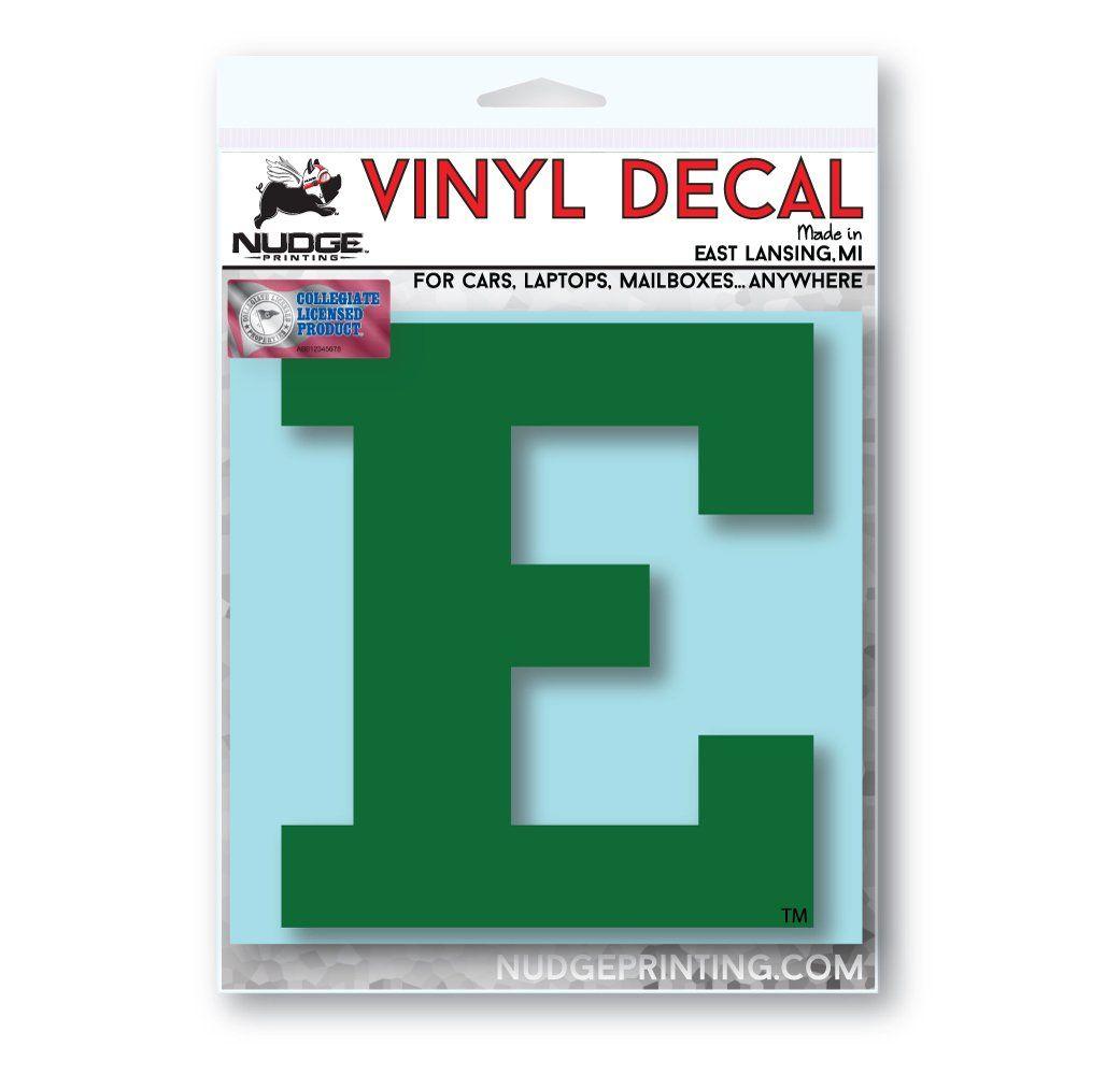 Eastern Michigan E Logo - Eastern Michigan University - Green E Vinyl Car Decal - Nudge Printing