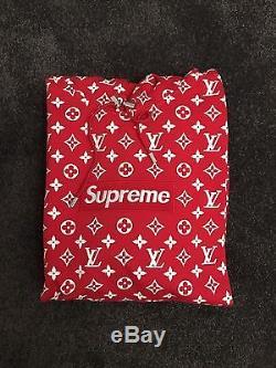 Limited Supreme Box Logo - LIMITED SUPER RARE Supreme x Louis Vuitton Box Logo Bogo Hoodie Red ...
