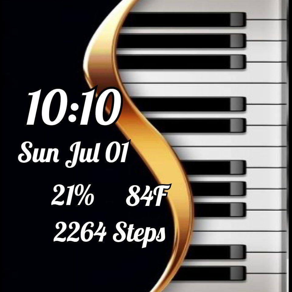 Gold Piano Logo - Piano Keyboard n Gold for Fossil Q